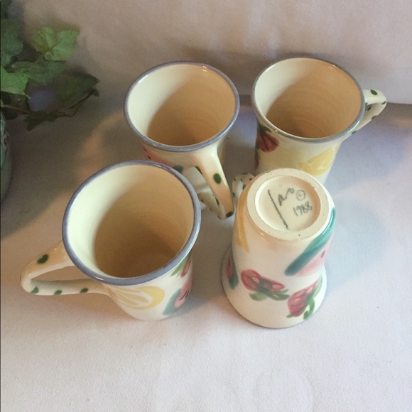 Vintage Hand Made Studio Art Pottery Fruit Inspired Signed Mugs (4) - Picture 4 of 12